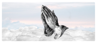 DNSEMP L 103 WT Praying Hands Clouds White